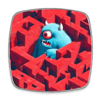 Monster Labyrinth - Viereckiger Kühlschrankmagnet - Weiß - Vorne