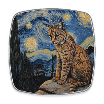 Luchs Van Gogh Style Starry  - Viereckiger Kühlschrankmagnet - Weiß - Vorne