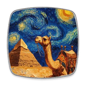 Kamel Van Gogh Style Starry  - Viereckiger Kühlschrankmagnet - Weiß - Vorne