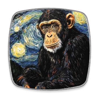 Affe Schimpanse Van Gogh Style Starry  - Viereckiger Kühlschrankmagnet - Weiß - Vorne