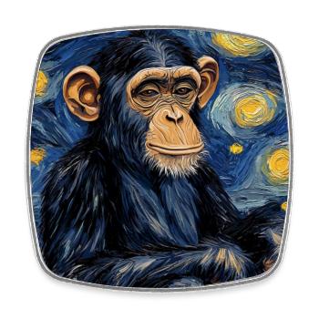 Affe Schimpanse Van Gogh Style Starry  - Viereckiger Kühlschrankmagnet - Weiß - Vorne