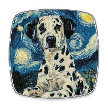 Chien Dalmatien Style Van Gogh Étoilé - Magnet carré - blanc - Devant