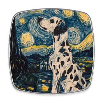 Chien Dalmatien Style Van Gogh Étoilé - Magnet carré - blanc - Devant