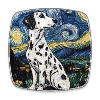 Chien Dalmatien Style Van Gogh Étoilé - Magnet carré - blanc - Devant