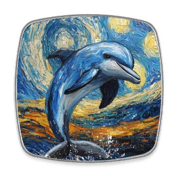 Delfin Van Gogh Style Starry - Square fridge magnet - white - Front