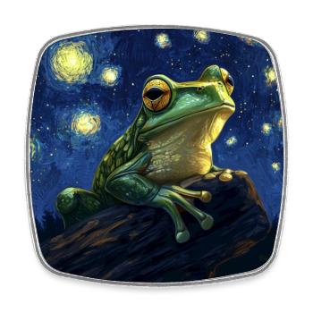 Frosch Frösche Van Gogh Style Starry Night - Viereckiger Kühlschrankmagnet - Weiß - Vorne