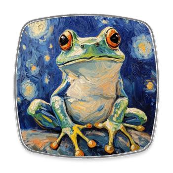 Frosch Frösche Van Gogh Style Starry Night - Viereckiger Kühlschrankmagnet - Weiß - Vorne