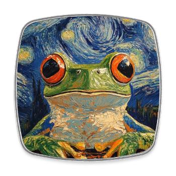 Frosch Frösche Van Gogh Style Starry Night - Viereckiger Kühlschrankmagnet - Weiß - Vorne