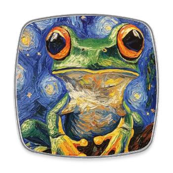 Frosch Frösche Van Gogh Style Starry Night - Viereckiger Kühlschrankmagnet - Weiß - Vorne
