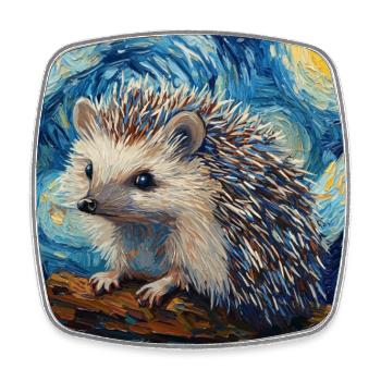  Igel Van Gogh Style Starry Night - Viereckiger Kühlschrankmagnet - Weiß - Vorne
