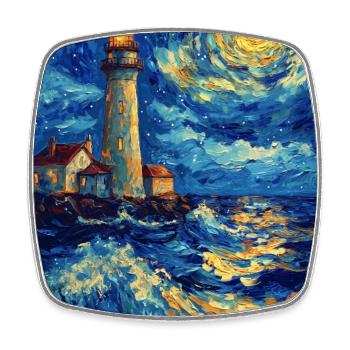 Lighthouse Sea Baltic Sea North Sea North Beach - Square fridge magnet - white - Front