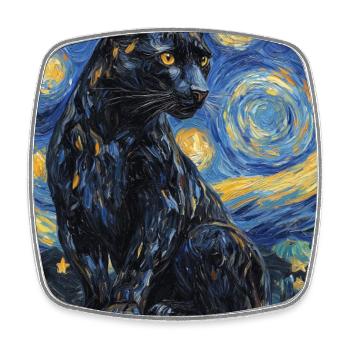 Panther Van Gogh Style Starry Night - Viereckiger Kühlschrankmagnet - Weiß - Vorne