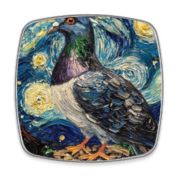Colombe Oiseau Van Gogh Style Nuit étoilée - Magnet carré - blanc - Devant