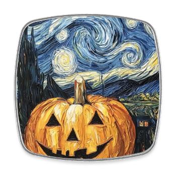 Kürbis Halloween Van Gogh Style Starry Night - Viereckiger Kühlschrankmagnet - Weiß - Vorne