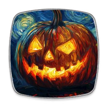 Kürbis Halloween Van Gogh Style Starry Night - Viereckiger Kühlschrankmagnet - Weiß - Vorne