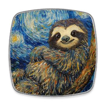 Faultier Van Gogh Style Starry Night - Viereckiger Kühlschrankmagnet - Weiß - Vorne