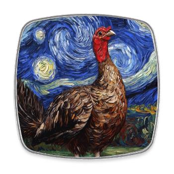 Truthahn Vogel Van Gogh Style - Viereckiger Kühlschrankmagnet - Weiß - Vorne