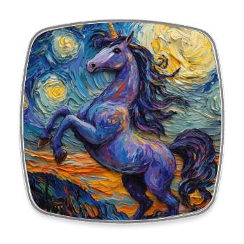 Einhorn Einhörner Unicorn Van Gogh Style - Viereckiger Kühlschrankmagnet - Weiß - Vorne