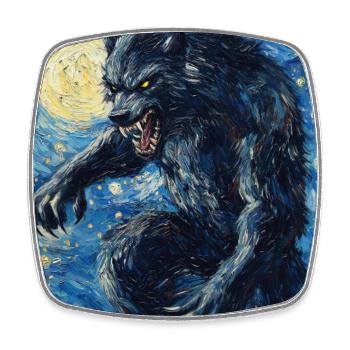 Werwolf Wolf Van Gogh Style - Viereckiger Kühlschrankmagnet - Weiß - Vorne