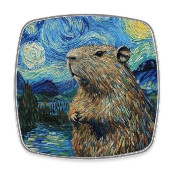 Capybara Van Gogh Style Starry Night - Viereckiger Kühlschrankmagnet - Weiß - Vorne