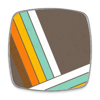 Retro 70s Geometrische Streifen  - Viereckiger Kühlschrankmagnet - Weiß - Vorne