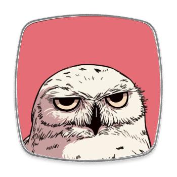 Grumpy Owl Illustration – Urteilende Tierkunst De - Viereckiger Kühlschrankmagnet - Weiß - Vorne