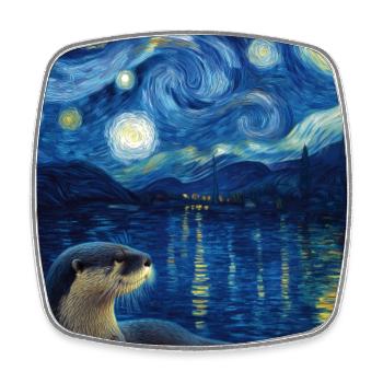 Loutre Van Gogh - Magnet carré - blanc - Devant