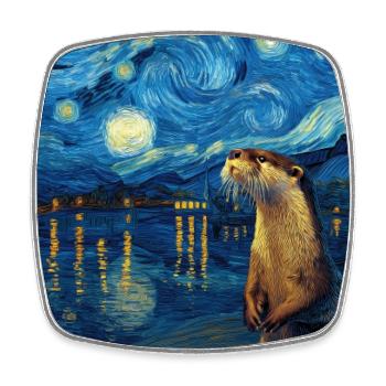 Otter Van Gogh - Viereckiger Kühlschrankmagnet - Weiß - Vorne