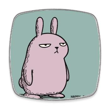 Happy Easter I Guess – Grumpy Bunny Easter Design - Square fridge magnet - white - Front