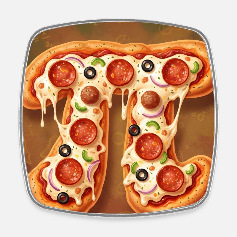 Pizza forme de pi - Magnet carré - blanc