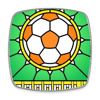 Stained Glass Foot Ball - Square fridge magnet - white - Front