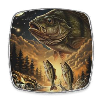 Barsch Mond anheulen Bass Fisch Angeln - Viereckiger Kühlschrankmagnet - Weiß - Vorne
