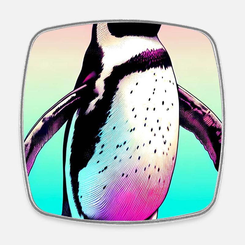 pingouin - Magnet carré - blanc