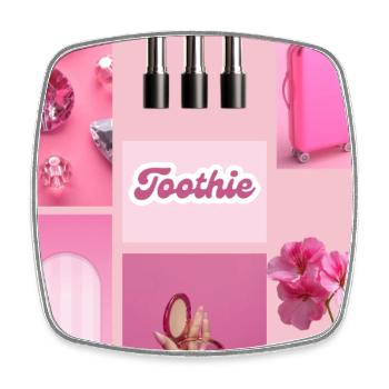 Toothie Pink Glam - Square fridge magnet - white - Front