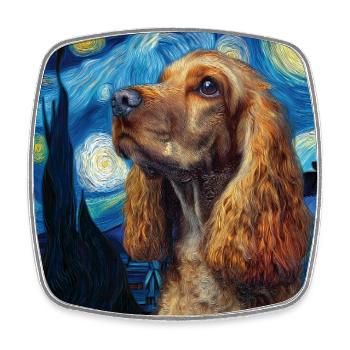 Chien Cocker Spaniel - Magnet carré - blanc - Devant