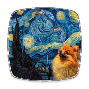 Zwergspitz Spitz Pomeranian - Viereckiger Kühlschrankmagnet - Weiß - Vorne