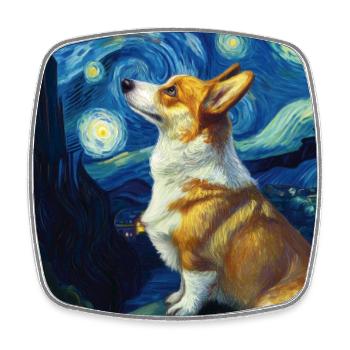 Corgi gallois Pembroke - Magnet carré - blanc - Devant