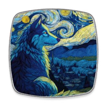 Wolf - Viereckiger Kühlschrankmagnet - Weiß - Vorne