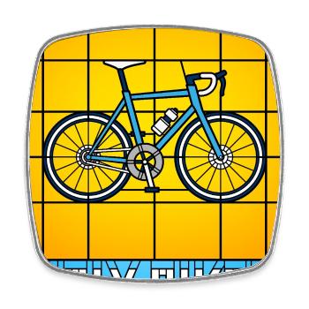 Heiliger Biker Buntglas-Fahrrad - Viereckiger Kühlschrankmagnet - Weiß - Vorne