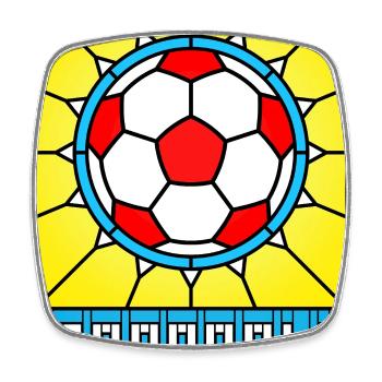 Buntglas-Fußball-Emblem - Viereckiger Kühlschrankmagnet - Weiß - Vorne