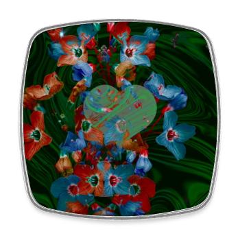 Märchenhaftes Design mit Herz und Blüten  - Viereckiger Kühlschrankmagnet - Weiß - Vorne