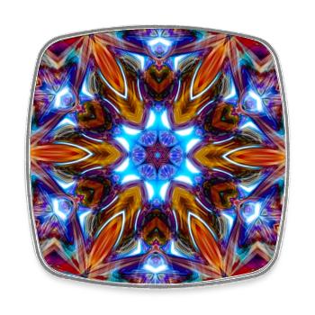 Bunter kaleidoskopische Mandala - Viereckiger Kühlschrankmagnet - Weiß - Vorne