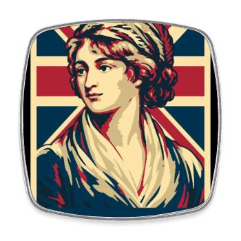 Mary Wollstonecraft UK Pop Art - Viereckiger Kühlschrankmagnet - Weiß - Vorne