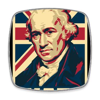 James Watt UK Pop Art - Viereckiger Kühlschrankmagnet - Weiß - Vorne