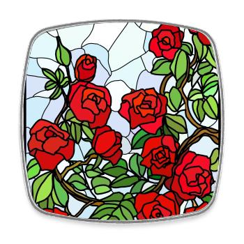 Stained Glass Roses - Square fridge magnet - white - Front