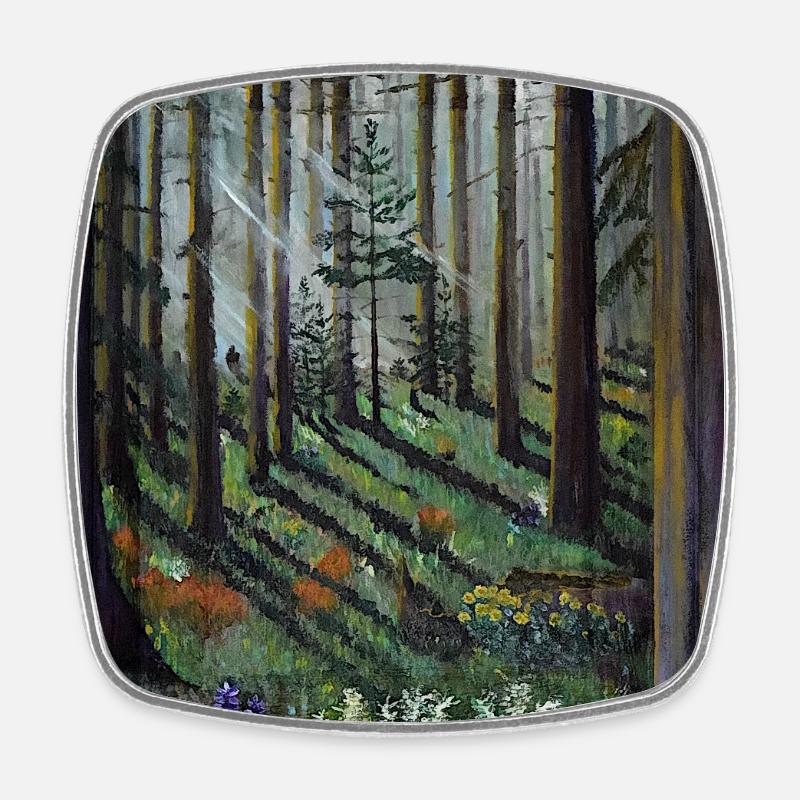 Forêt enchantée Rayons de soleil Illustration - Magnet carré - blanc