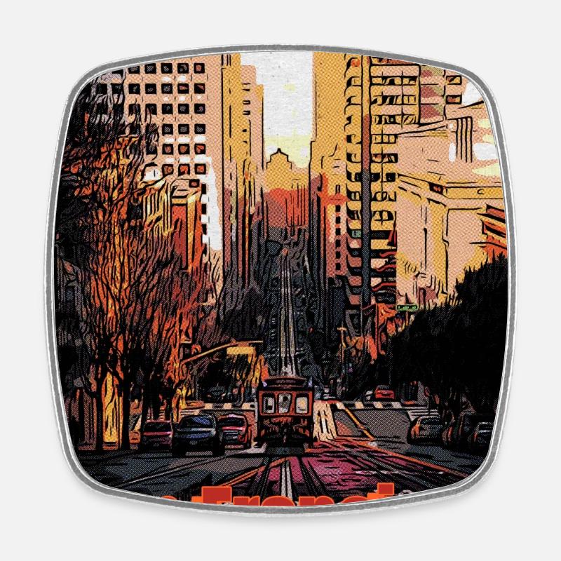 San Francisco city - Square fridge magnet - white