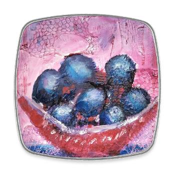 Blueberrys auf Pastellhintergrund - Viereckiger Kühlschrankmagnet - Weiß - Vorne