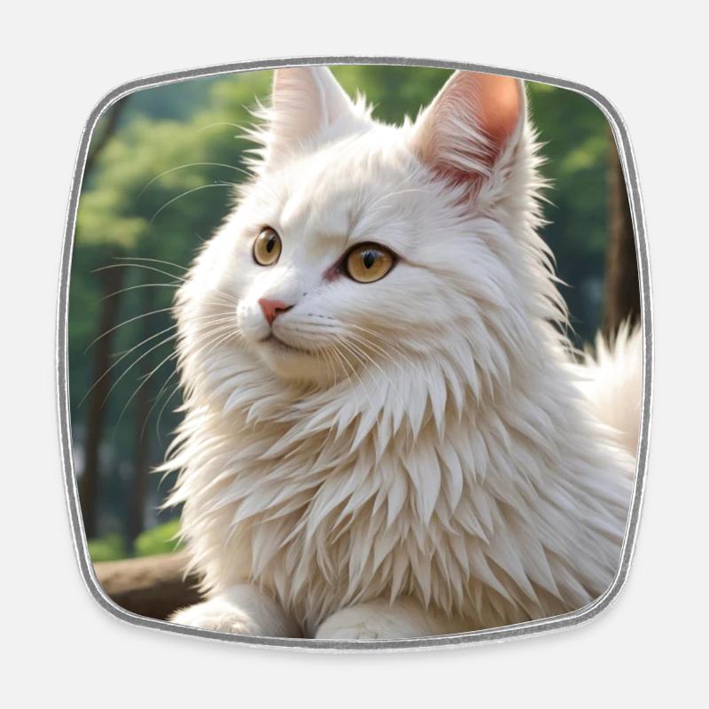 Cute Cat - Square fridge magnet - white