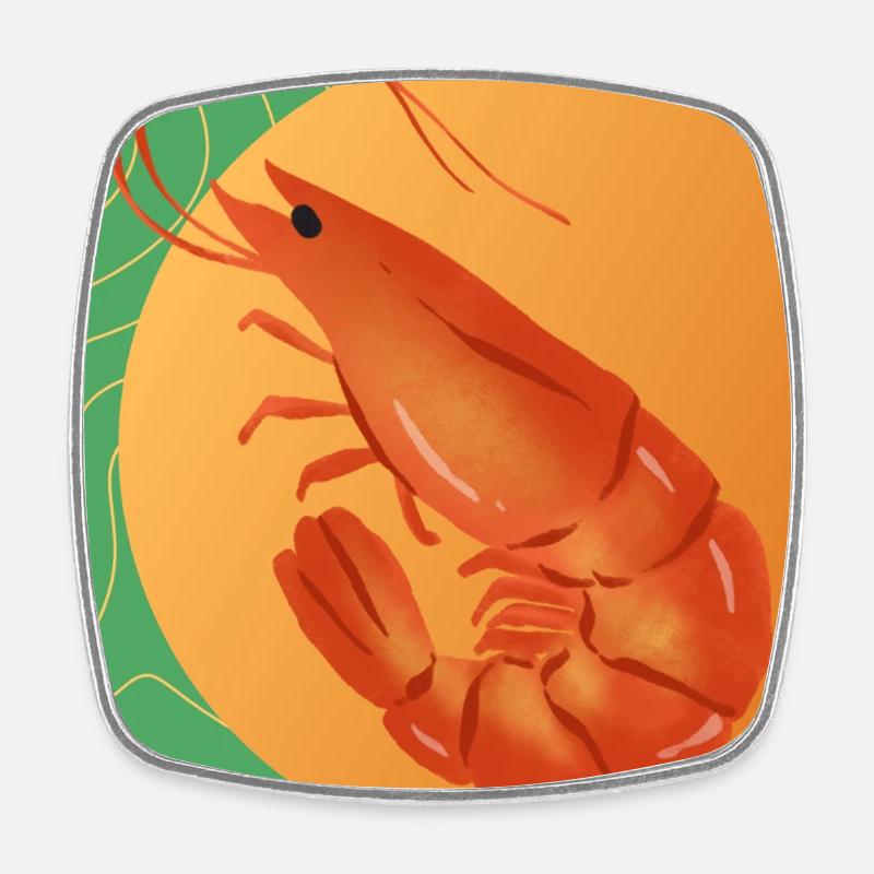 Maximalist Shrimp - Viereckiger Kühlschrankmagnet - Weiß